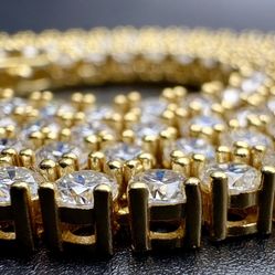 Necklace Gold Moissanite 22 Inches 3mm