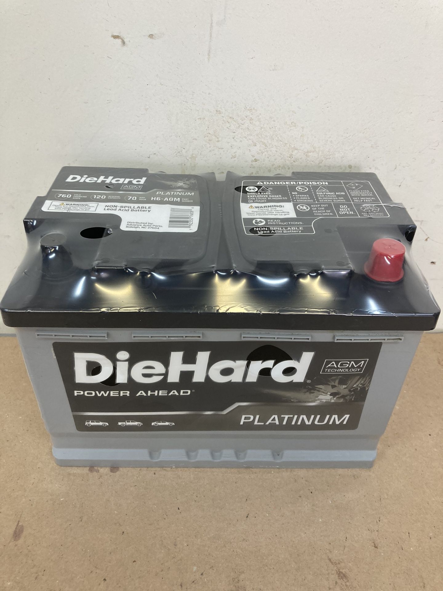 Car battery diehard platinum gel AGM size 48/H6 high-performance for sale