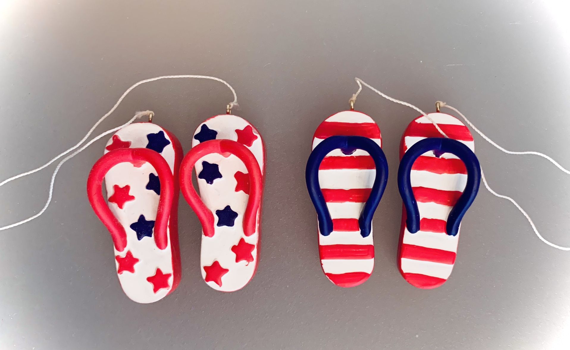 Two Pair of Hand Painted Resin Flip Flop Charms