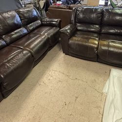 Recliner Leather Couch Set 