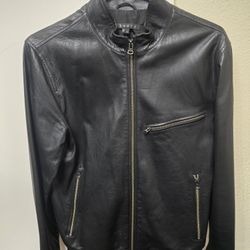 Theory Black Leather Jacket Men's Small