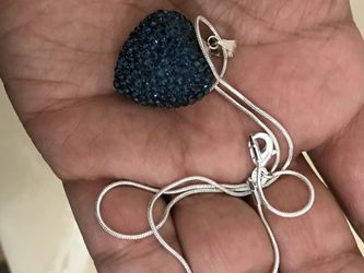 incredibly beautiful blue sapphire bubble heart pendant stamped 925 in multiple places