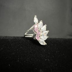 Pink Angel Wing Ring .925 Sterling Silver 