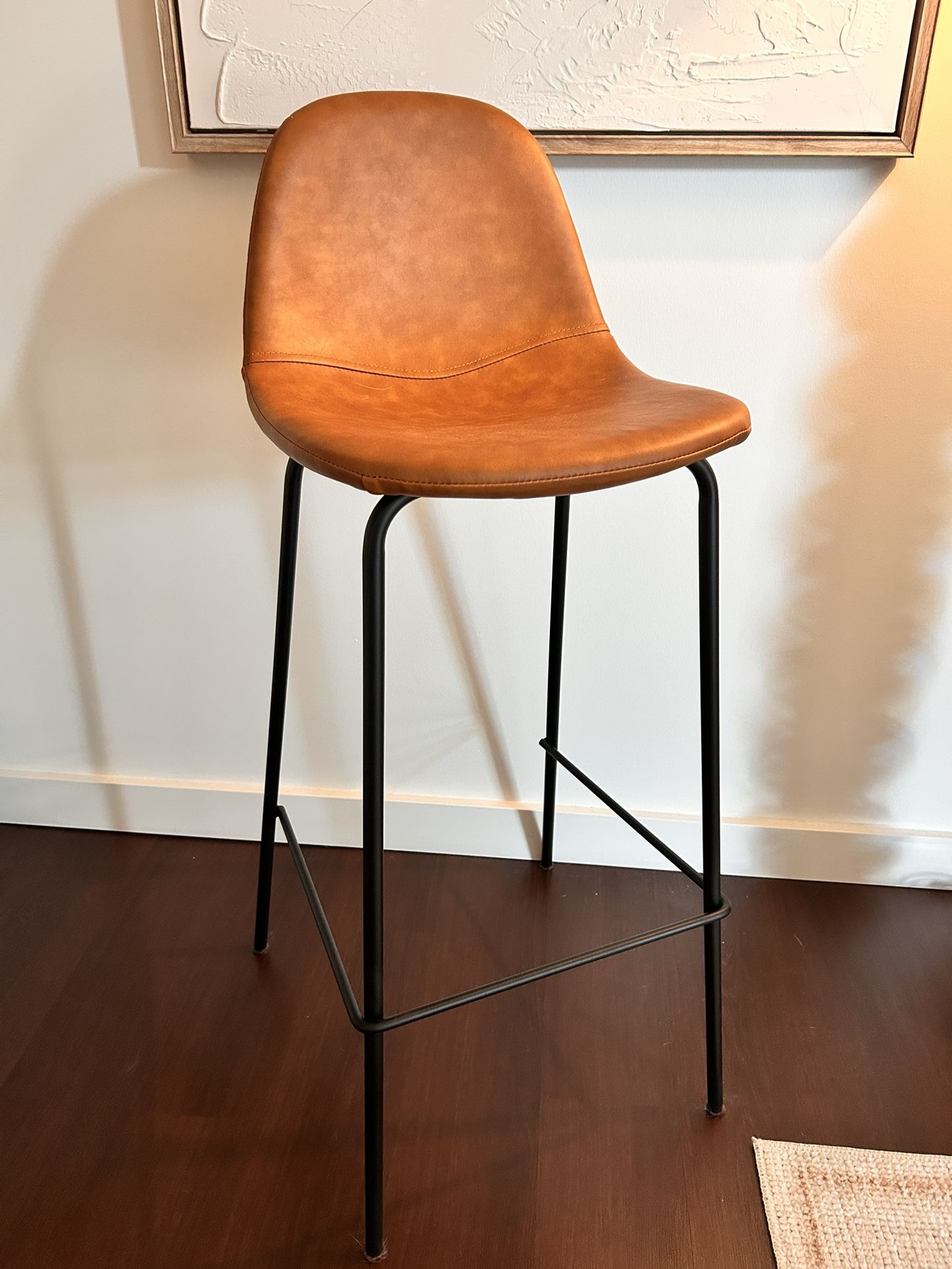 Set of 4 Modern Faux Leather Bar Stools – Like New
