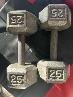 25 lb Cast Iron Hex Dumbbells Pair