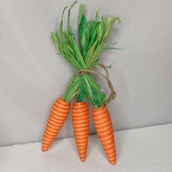 Faux Easter Bunny Carrot Bunch Tiered Tray Decor 