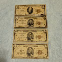 1929 Brown Seal National Currency Banknotes