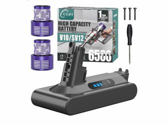 EGR Battery Replacement Compatible with Dyson V10 Animal/Absolute/Fluffy/Motorhead SV12 Cordless Stick Vacuum Cleaner with 2 Filters (Not Fit V8 and S