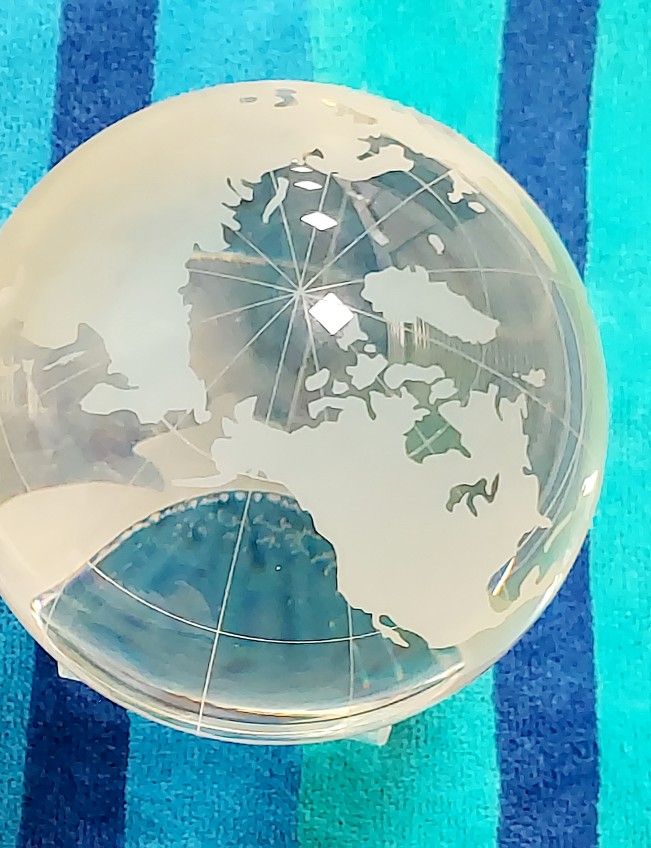 Crystal Desk Globe And Paper Weght Brand New
