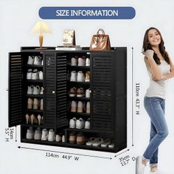 7-Tier Shoe Storage Cabinet with Shutter Doors, 36-40 Pairs Large Capacit Shoe Cabinet Sneakers Shoe Rack Shelf for...
