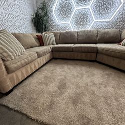 🔥🔥NO DEPOSIT DELIVERY ARTVAN tan/brown/ Beige Sectional  Couch