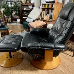 Leather Recliner and Ottoman