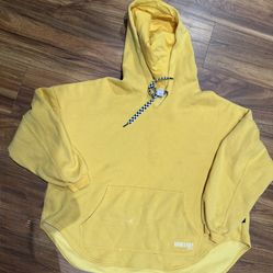 Savage X Fenty Hoodie Womens Large Yellow Oversized Long Sleeve Cotton Blend