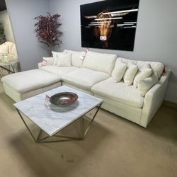Pluma Ivory Fabric 4pc Modular Sectional