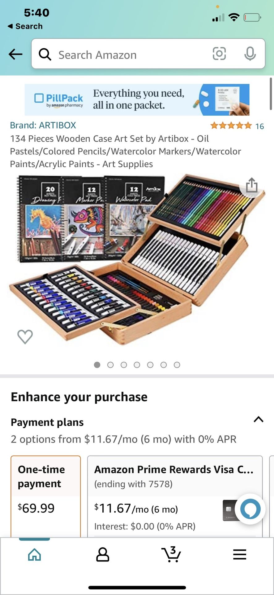 134 Pieces Wooden Case Art Set by Artibox - Oil Pastels/Colored Pencils/Watercolor Markers/Watercolor Paints/Acrylic Paints - Art Supplies