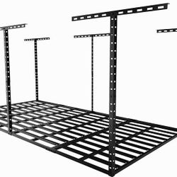 4x8 Overhead Garage Storage Rack Organization, Adjustable Ceiling Mounted Storage Racks, 800LBS Weight Capacity, 22"-40" Ceiling Dropdown, B