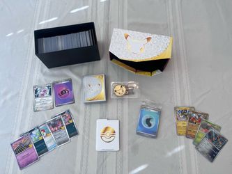 Open mixed box of Pokémon cards