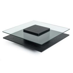 Modern Black Oak Glass Coffee Table