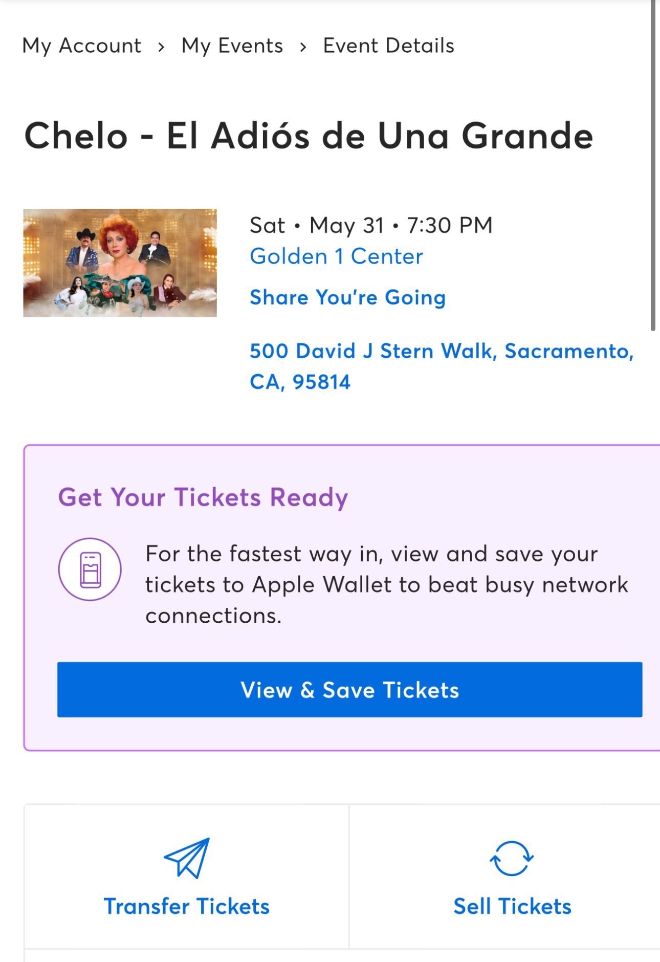 SACRAMENTO - Chelo Concert Tickets