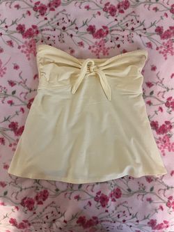 Yellow strapless babydoll top