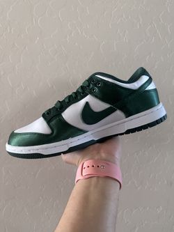 Nike Dunk Low Satin White Team Green Size 8 W for Sale in Phoenix