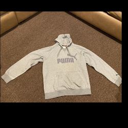 Unisex PUMA Grey hoodie hooded sweatshirt pullover EUC warm long sleeve 