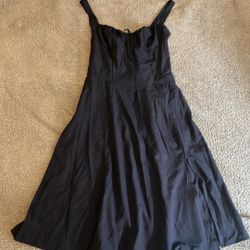 Dark Blue Dress, With Tie On The Back 