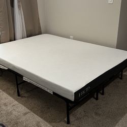 Low Profile 5 Inch Memory Foam Mattress With Bed Frame - Firm Feel - Infused with Bamboo Charcoal and Gel - Temperature Regulating 