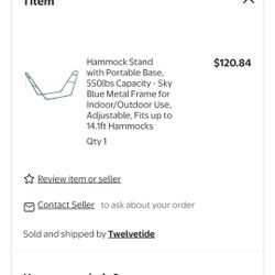 Double Hammock Stand Blue Powder Coated New