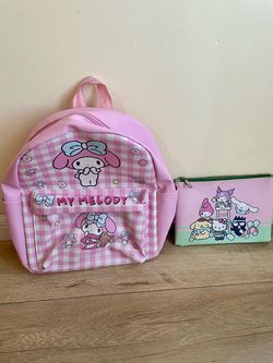 My Melody pink backpack and hello kitty & friends pencil pouch