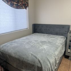 queen size bed frame & mattress 