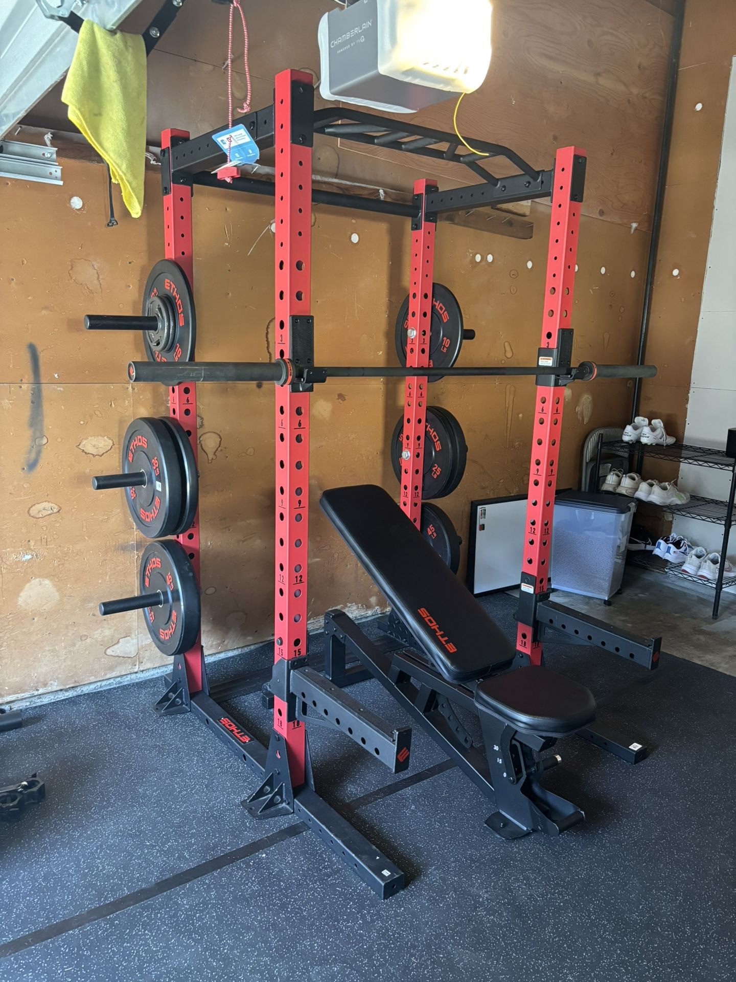 Gym Power Rack Bumper Weights Bar Bench