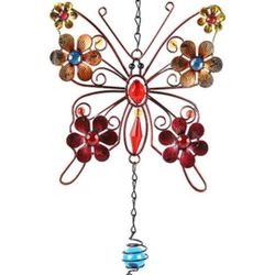 Butterfly Wind Chimes Outdoors Unique Ornament with Elegant Metal Frame, 2025 Colorful Crystals & Flowers