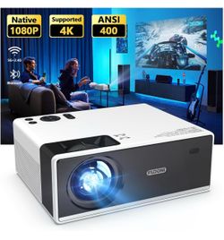 BRAND NEW IN BOX Fudoni 4K Support Projector with WiFi and Bluetooth, Outdoor Portable Mini Projector 15000L Full HD 1080P Max 300" Display Zoom, FUDO