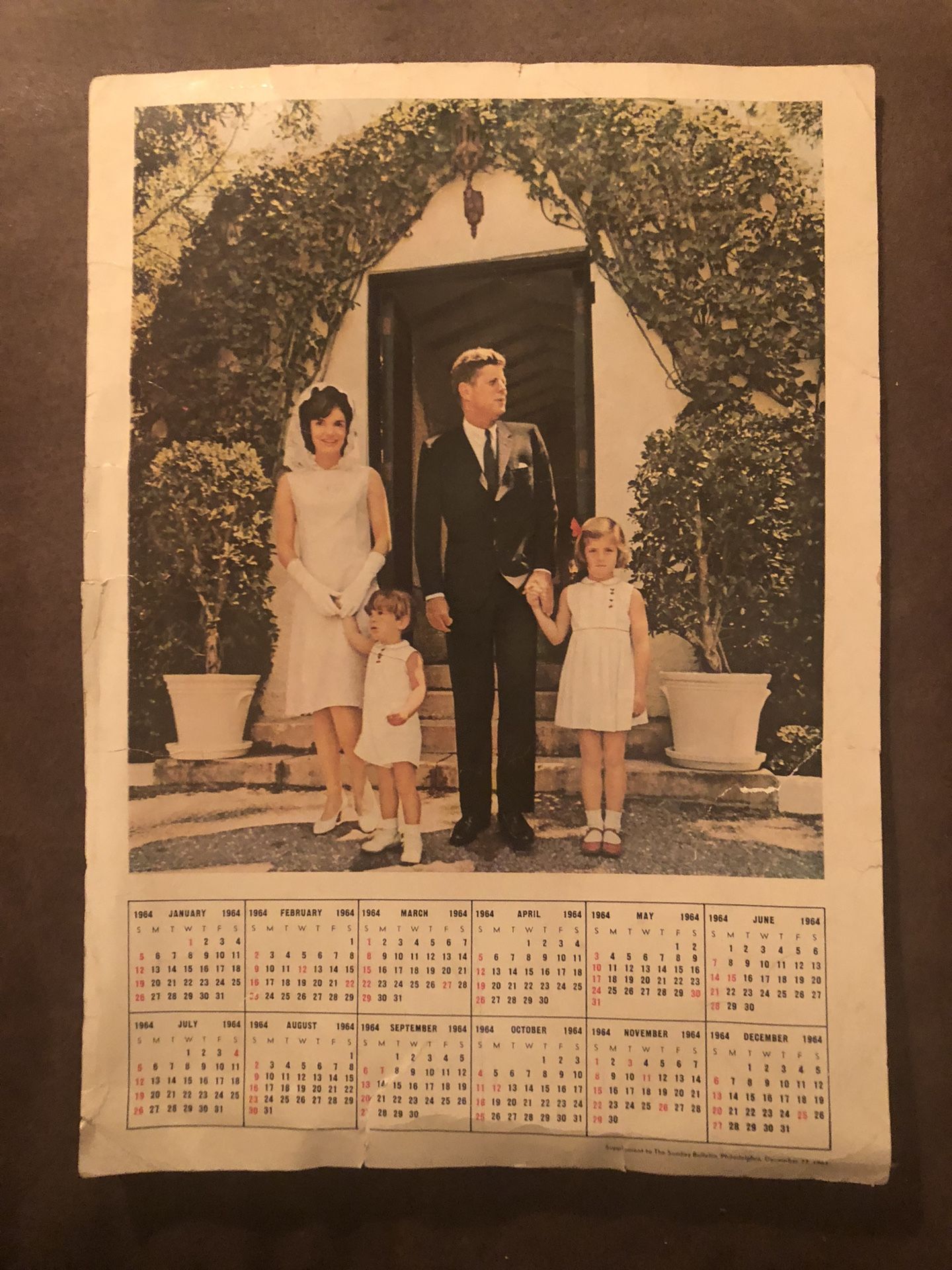 Vintage JFK Family Calendar-Some Tape On Tears In Plastic
