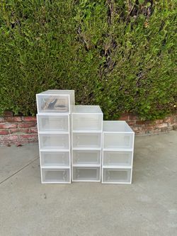 12 Stackable Clear Shoe Storage Boxes