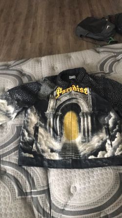Rebel minds/2xl/yellow and white and black paradise rhinestone jacket