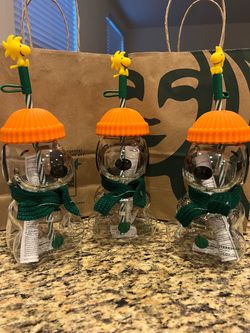 Starbucks Peanuts collab “ Snoopy” glass cup