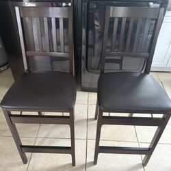 Set Of 2 Folding Stakmore Counter Height Barstools  