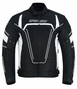 Men's All Season High Premium Quality 4 Pockets Waterproof Motorcycle Jacket – Black/White