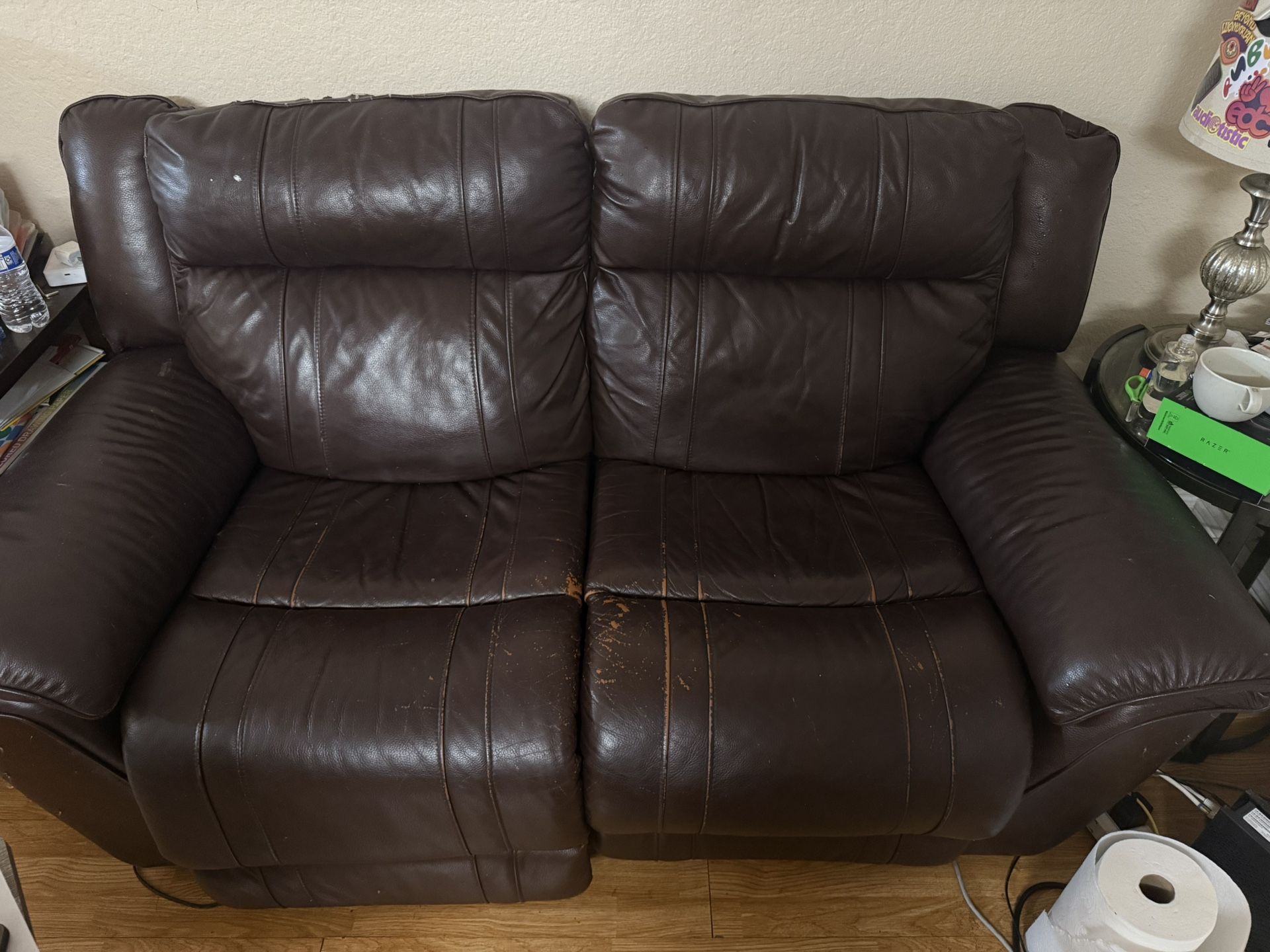 Free sofa Lover seat leather sofa electric recliner