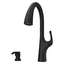 Brand New in Box Pfister Matte Black Pull-Down Kitchen Faucet with Soap Dispenser