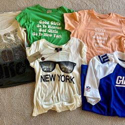 NEW YORK PACKAGE!! Lot of 5 Tops. Ass't sizes. Mostly new!