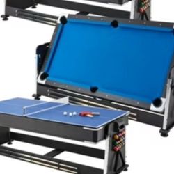  Pool Table + Pin Pon or Tennis+ Air Hockey Tree  Games In One, Size About 3 Feet Tall x 6 Feet  Long x 3 Feet Wide
