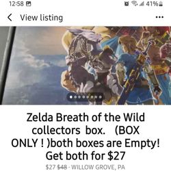 Zelda Breath Of The Wild   ( Box Only!  )  $27 Takes It All 