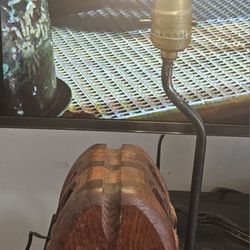 Vintage MCM Nautical Wooden Anchor Pulley Rope Table Lamp - Works! 