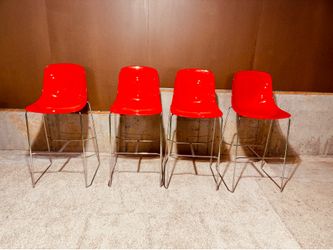 4 Red Bar Stool Chairs