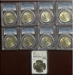 9‑Coin Peace Dollar Set (PCGS • NGC) — MS64 to MS65
