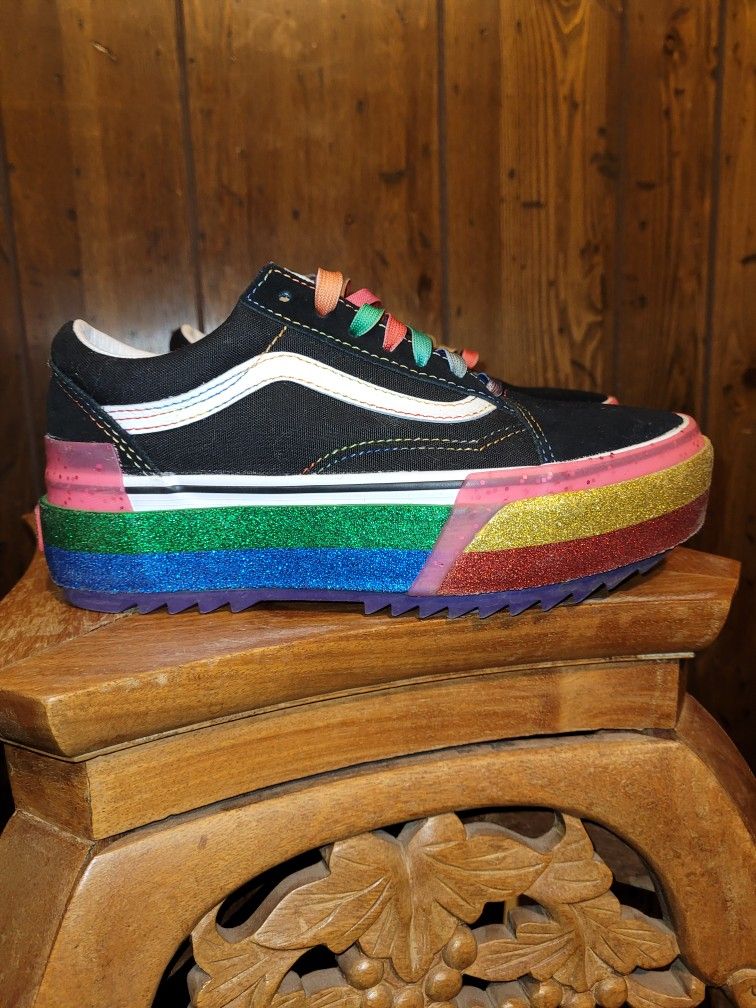 Vans Old Skool Stacked Glitter Plaform Size Men Women