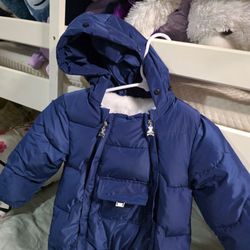 Kids Navy Blue Puffer Jacket with Hood